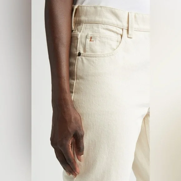 Lafayette 148 New York Reeve High Waist Ankle Straight Leg Jeans in washed Ecru - Picture 5 of 8